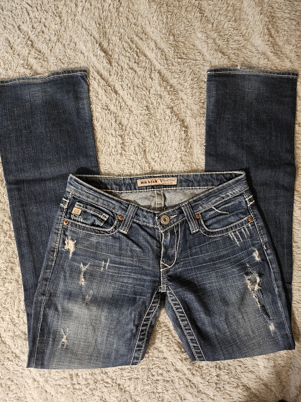 Big Star Women’s Dark Wash Boot Cut Jeans - Distressed Denim